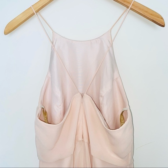 Jenny Yoo Blush Light Pink Luca Bridesmaid High Neck Maxi Dress Gown Size 8 - Picture 6 of 10